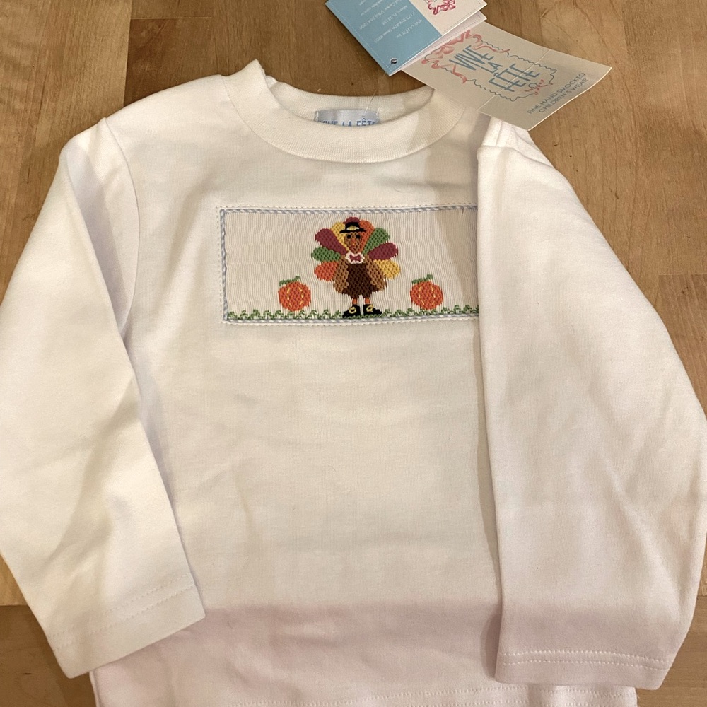 12 M smocked turkey shirt